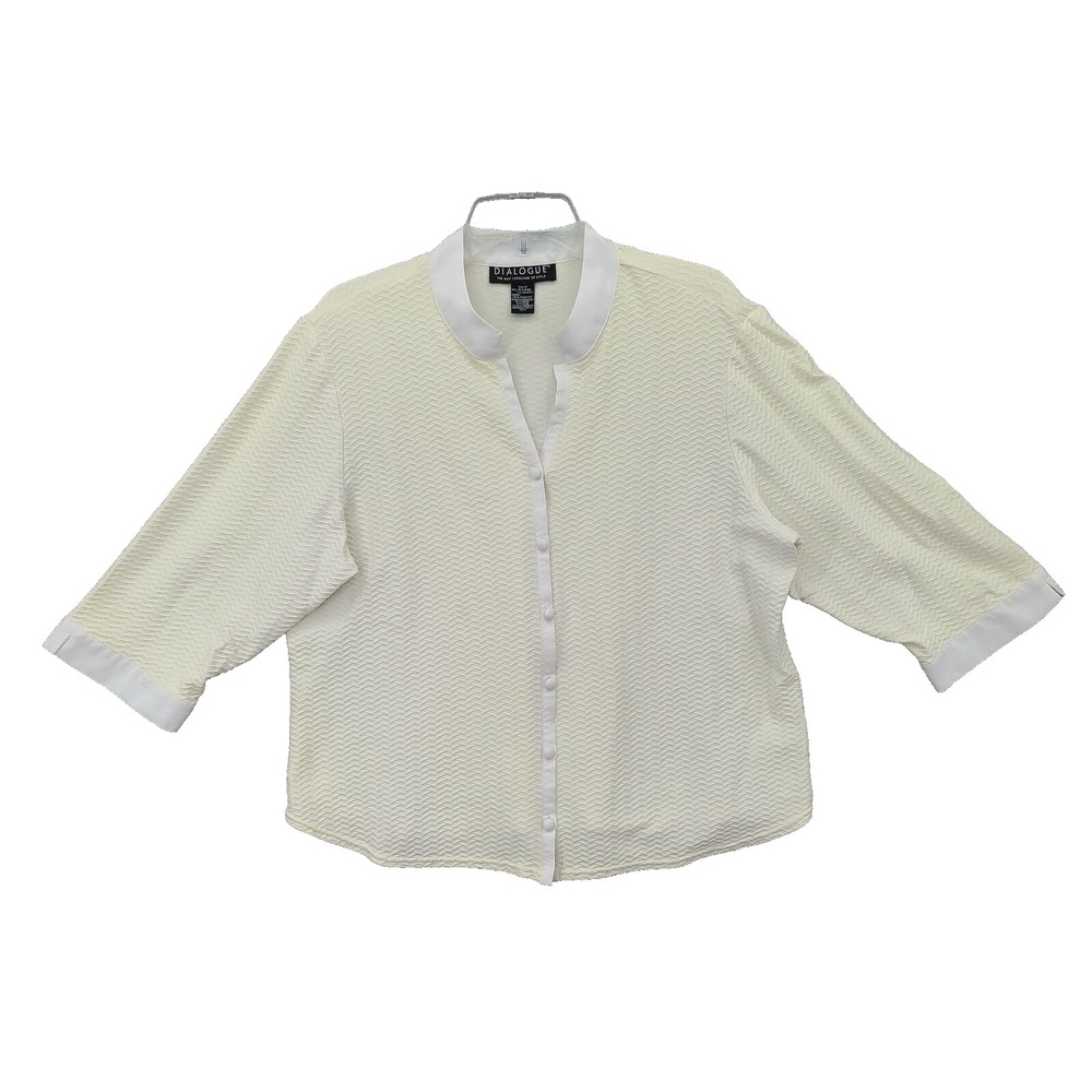 Dialogue Womens Blouse Size 1X The New Language Of Style Collared Long Sleeve